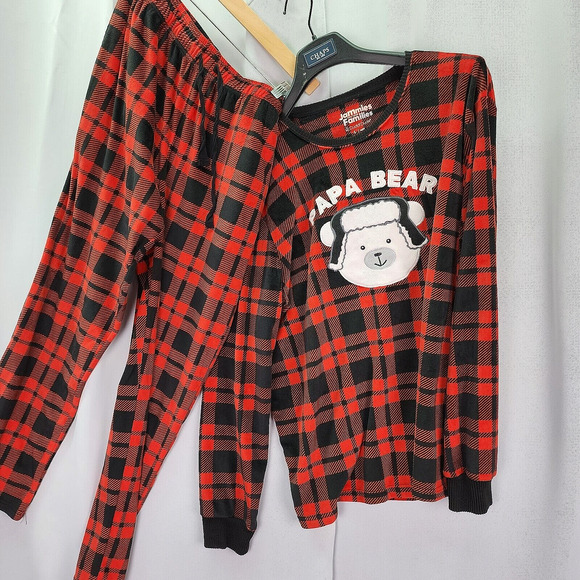 CUDDL DUDS JAMMIES Men's Med Pants ~ Large Top Buffalo Red Black Flannel Pajama - Picture 5 of 8